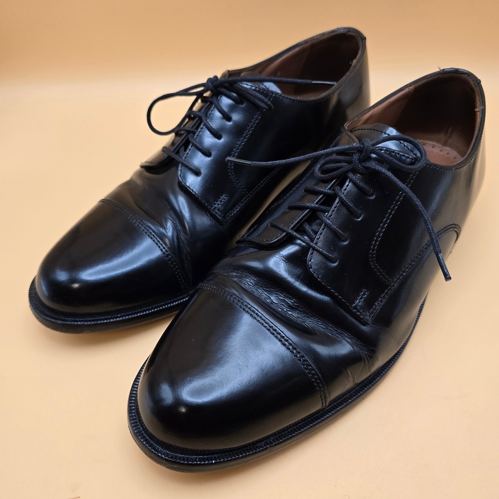 Bostonian Classics Akron Mens 8 M Black Leather Plain Toe Oxford Dress Shoes
